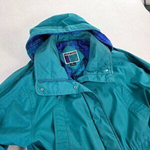 Pacific Trail Teal Hooded Parka Jacket‎ Size L Vintage Plaid Lined